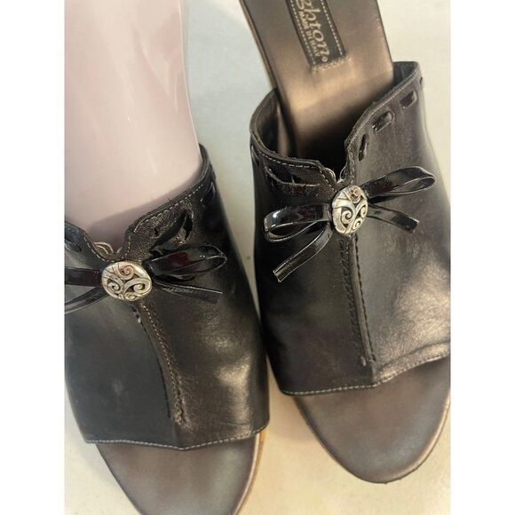 Vintage Brighton Shore Shoes Slip On Open Toe Cork Wedge Slides 9.5 M - Picture 5 of 6